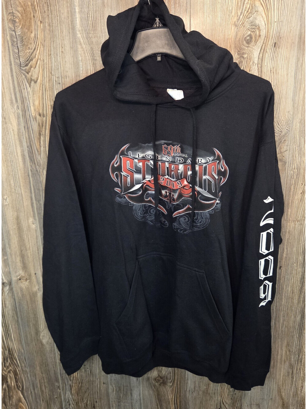 Sturgis Motorcycle Biker Rally 2009 Graphic Print Pullover Black Hoodie Sz XL